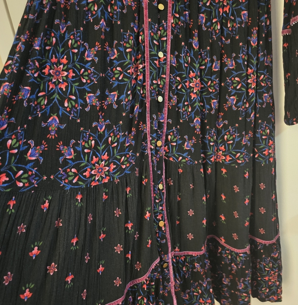 Monsoon Velvet Trim Dress Black - Picture 9 of 16